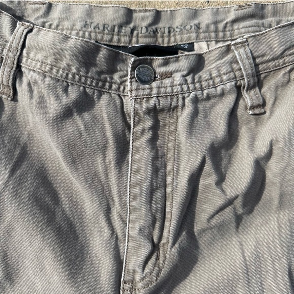 Harley Davidson Y2K Men’s Riding Khaki Motorcycle Cargo Shorts Size 32 - Picture 6 of 10